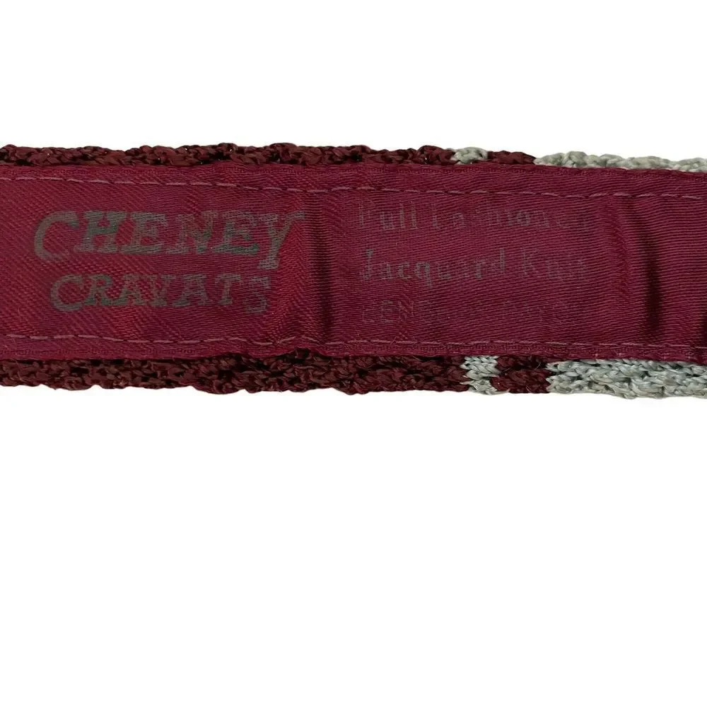 Vintage 1940s Cheney Cravats Men's Tie Striped Gray Maroon Knit Square Skinny
